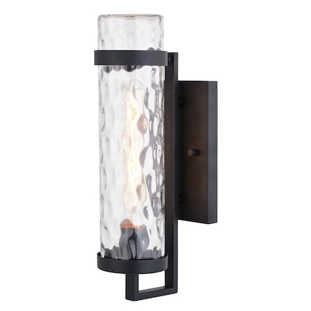 Vaxcel Seymour 1 Light Textured Black Transitional Outdoor Wall Lantern Clear Glass T0772